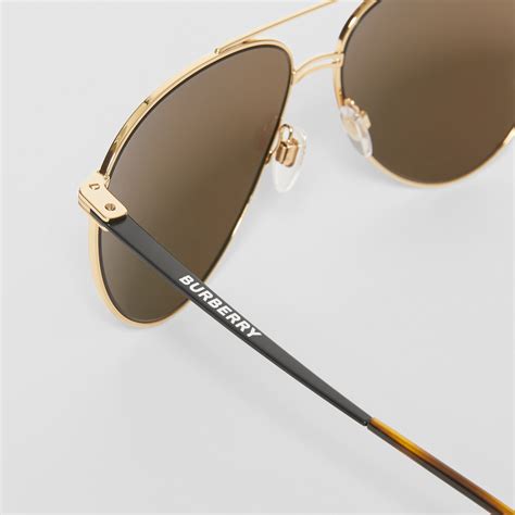 burberry glasses gold bar sides|Metal Pilot Sunglasses in Gold .